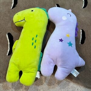 Seatbelt Pillows Plush Dinosaur Set - Green and Purple